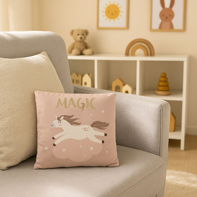 Perna decorativa cu unicorn, 40 x 40 cm