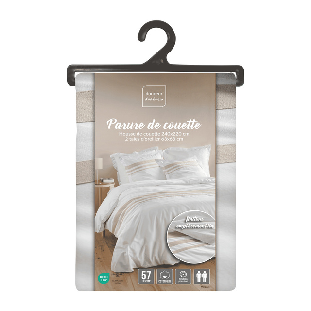 Set lenjerie de pat cu dungi decorative MARGAUX , 240 x 220 cm