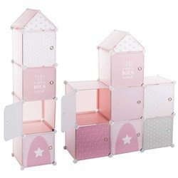 Un set de dulapuri pentru camera copiilor, rafturi cu separatoare, un set de mobilier