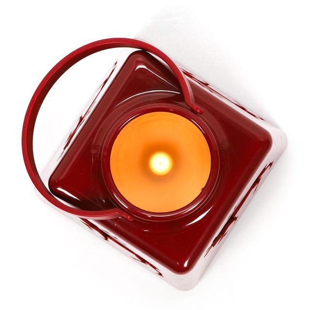 Lanterna de Crăciun cu lumânare LED, 14 cm, roșie