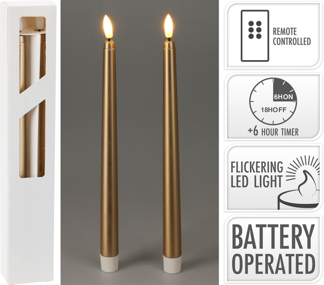 Lumânări de masă din ceară cu LED, 27 cm