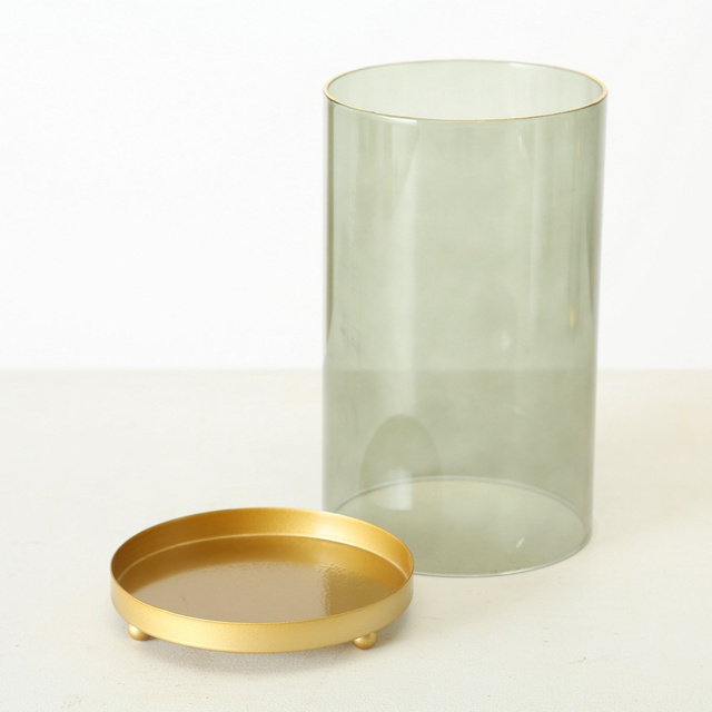 Sfeșnice din sticlă Knikki, suport auriu, 3 buc