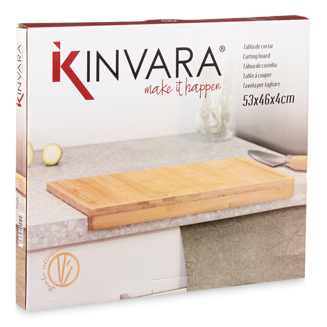 Tocator din bambus cu margine pentru blat, 46 x 53 x 4,3 cm