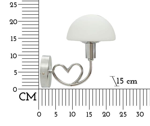 Aplica de perete LOVY cu braț metalic curbat și abajur textil, 23 × 15 × 22 cm
