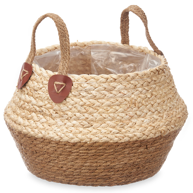 Husa pentru ghiveci împletită RUSTIC cu mânere