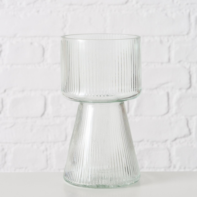 Vaza din sticla  Imano, sticla  canelata, 18 cm