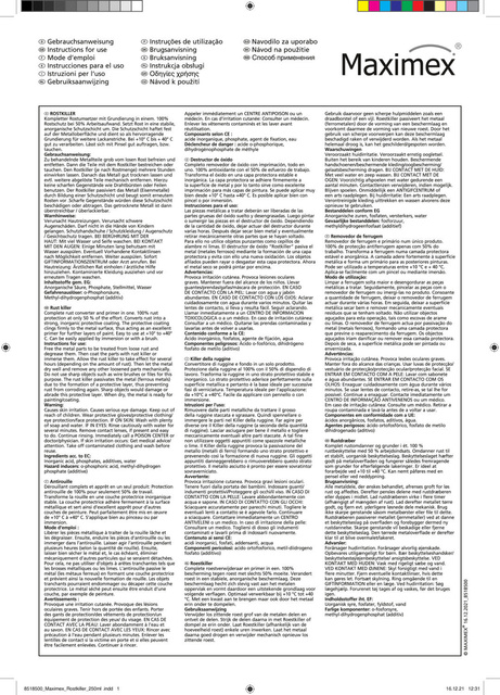 Soluție de îndepărtare a ruginei, 250 ml