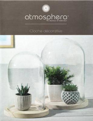 Cupolă din sticlă, Ø 23 cm, pe o bază din lemn