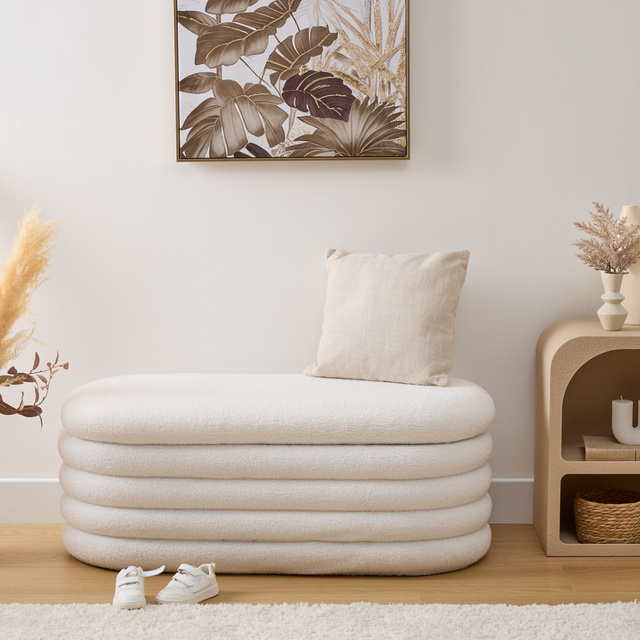 Scaun pentru hol GIULIA boucle, cu spațiu de depozitare, 110 x 46 x 40,5 cm