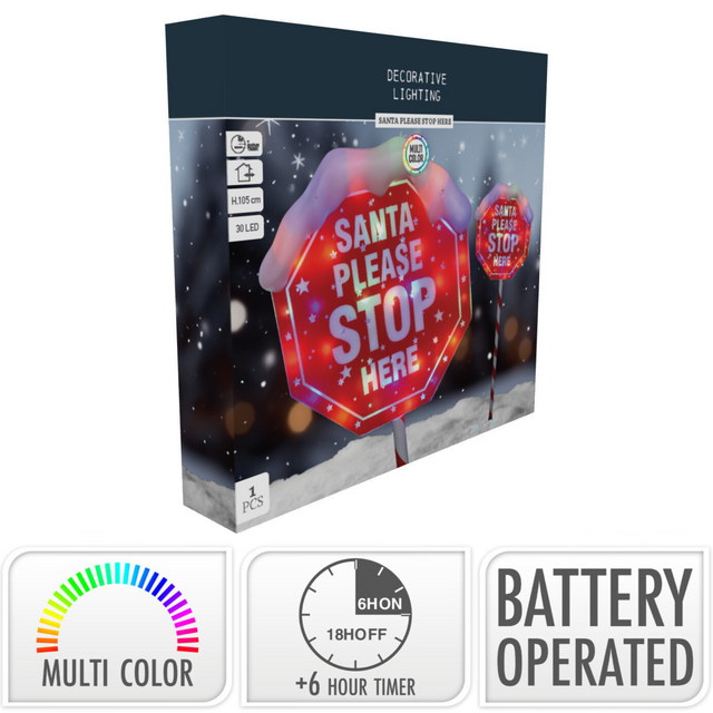 Semn pentru Moș Crăciun, decoratiune luminoasă pentru exterior, 105 cm