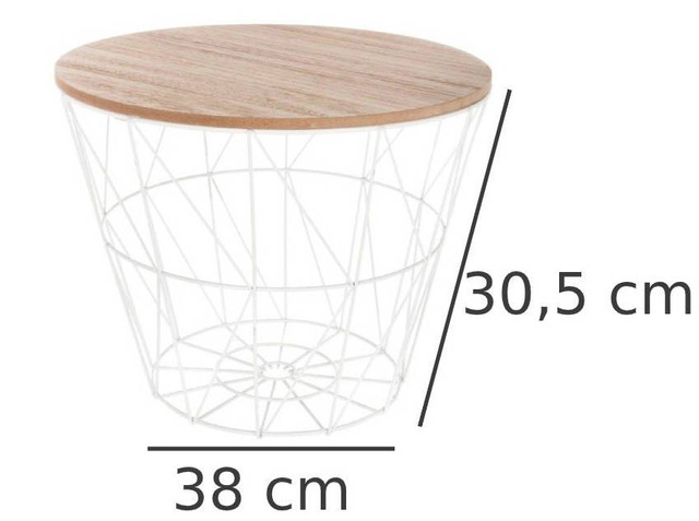 Masuta de cafea in stil modern, blat din lemn cu abajur din sarma, masa universala si moderna