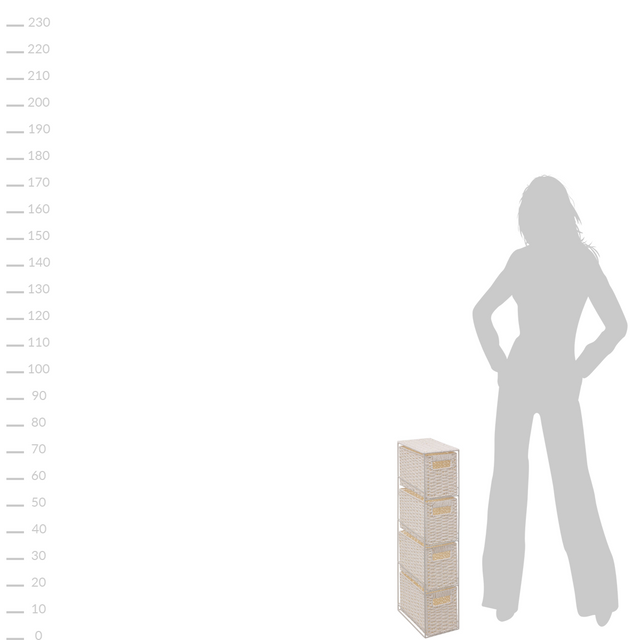 Etajera îngustă pentru baie cu sertare, din iarba de mare, 25,5 x 15,5 x 70 cm