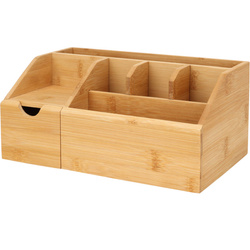 Organizator pentru cosmetice, din bambus, natural, 24 x 15 x 11 cm
