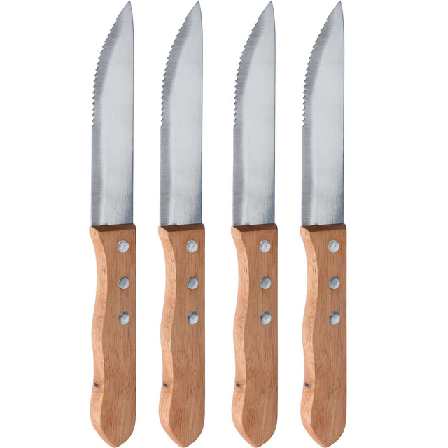 Cuțite pentru friptură cu mâner din lemn, 4 buc.