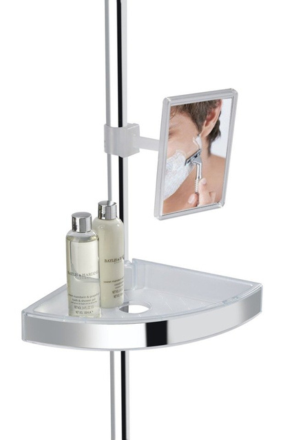 Raft de baie colțar Premium Edge Shiny, 3 niveluri, oglindă, telescopic, WENKO, strălucitor