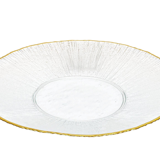 Farfurie plată din sticlă cu margine aurie DATURA, 28 cm