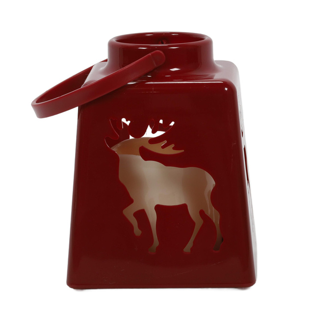 Lanterna de Crăciun cu lumânare LED, 14 cm, roșie