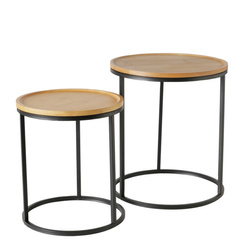 Set mese laterale cu blat din bambus BORINO, inaltime 38-45 cm