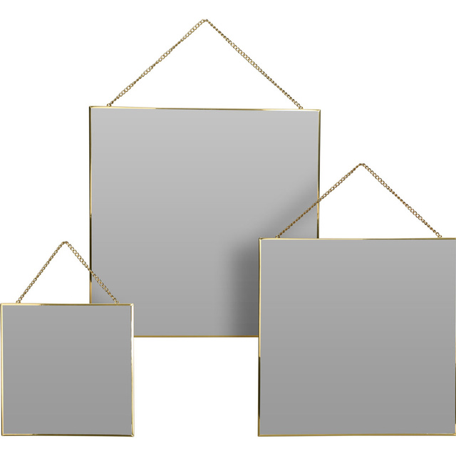 Set oglinzi suspendate, rama aurie, 3 piese