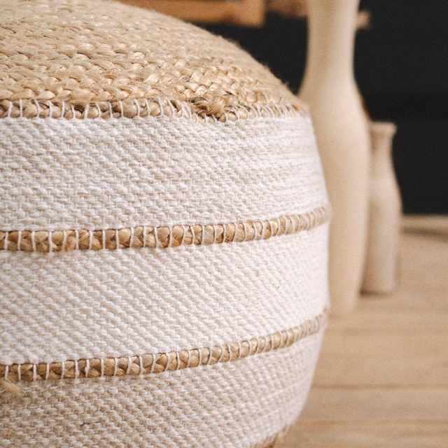 Puf rotund Indies, iuta cu bumbac, 50 cm