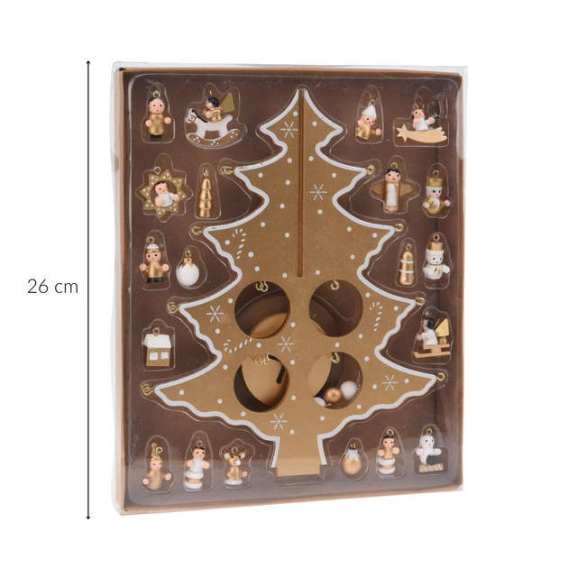 Brad de Crăciun pliabil cu decorațiuni decorative, ornament din lemn, 26 cm