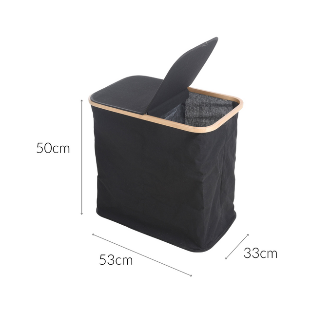 Geanta de rufe cu rama din bambus, 53x50 cm