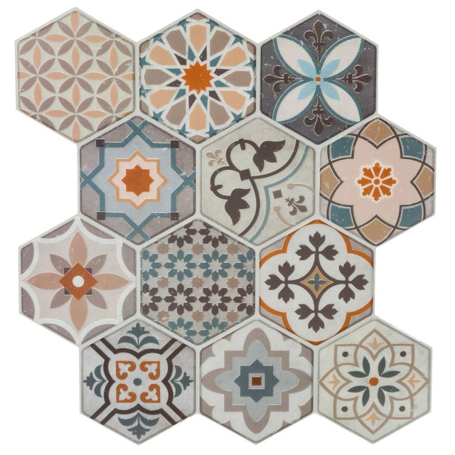 Autocolant de perete cu model de mozaic portughez, 24 x 24 cm.