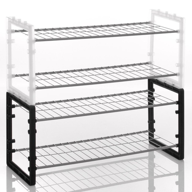 Organizator incaltaminte 2 niveluri Rack, Alb/Negru, 68x32x25 cm