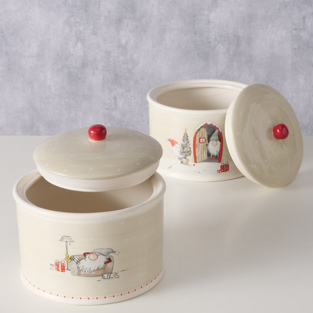 Borcan ceramic cu capac FIETE, Ø18 cm