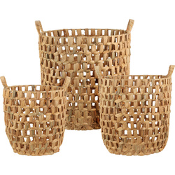 Cosuri de depozitare cu manere, impletitura din iarba de mare, dreptunghiulare, 3 bucati