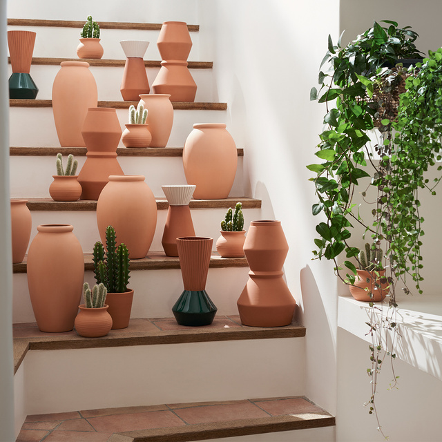 Vaza ALICANTE, teracota cu alb, 22 cm