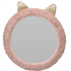 Oglindă pentru camera copilului, pisicuță din pluș cu urechi, Ø 31 cm