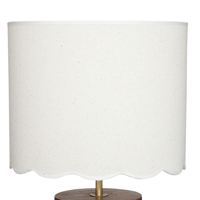 Lampa de masa cu abajur alb VANIA, baza din lemn, Ø 28 cm