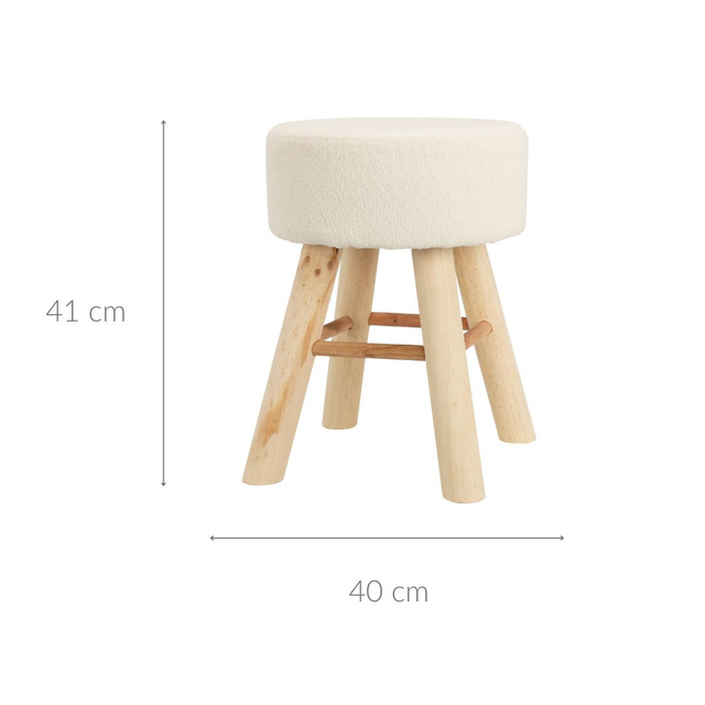 Taburet cu picioare din lemn, 31 x 40 cm, sezut moale
