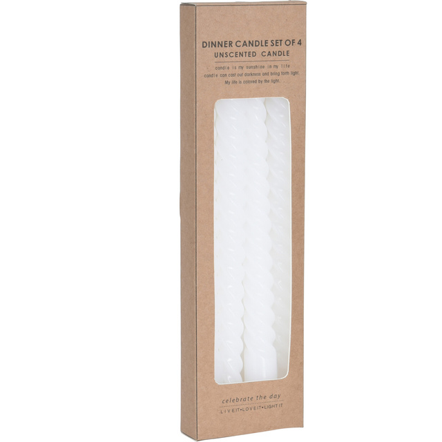 Lumanari conice, 4 bucati, albe