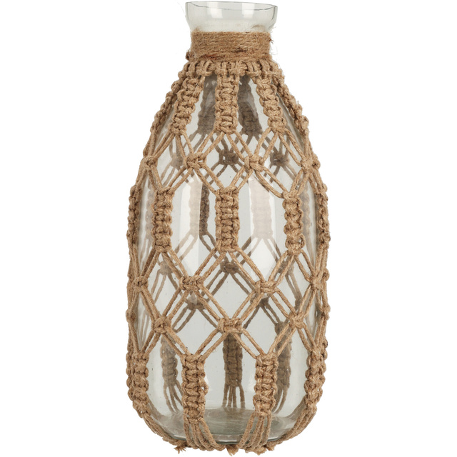Vaza din sticla cu sfoara impletita, Ø 24 cm