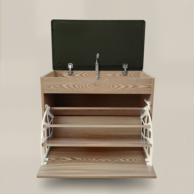 Dulap pentru pantofi cu loc de șezut și rafturi retractabile VAULT, 57 x 30 x 53 cm