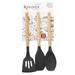 Set 3 spatule de bucătărie din silicon cu mânere din lemn.