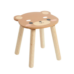 Scaunel din lemn pentru copii SAFARI cu motiv de animale, 28 cm, ursuleț