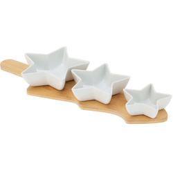 Boluri pentru servirea gustărilor GLACIERA, 3 stele și tavă din bambus