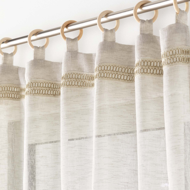 Perdea cu inele din lemn MILEO, 140 x 240 cm