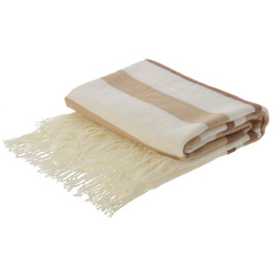 Patura cu franjuri, in dungi, din acril, 130 x 160 cm