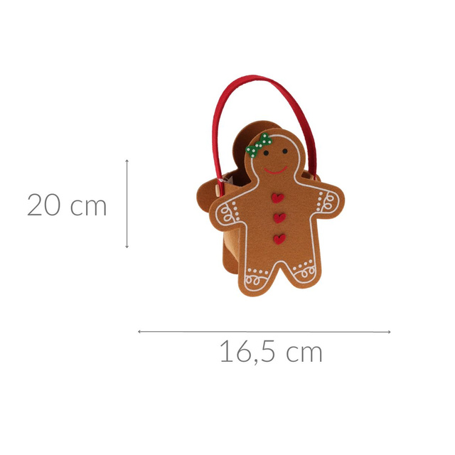 Geanta din fetru cu motiv de Craciun, 16,5 x 20 cm