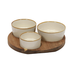 Set de servire pentru gustari, suport de salcam