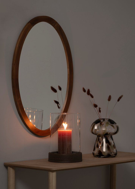 Oglindă ovală cu ramă din lemn RUNO, 40 x 60 cm