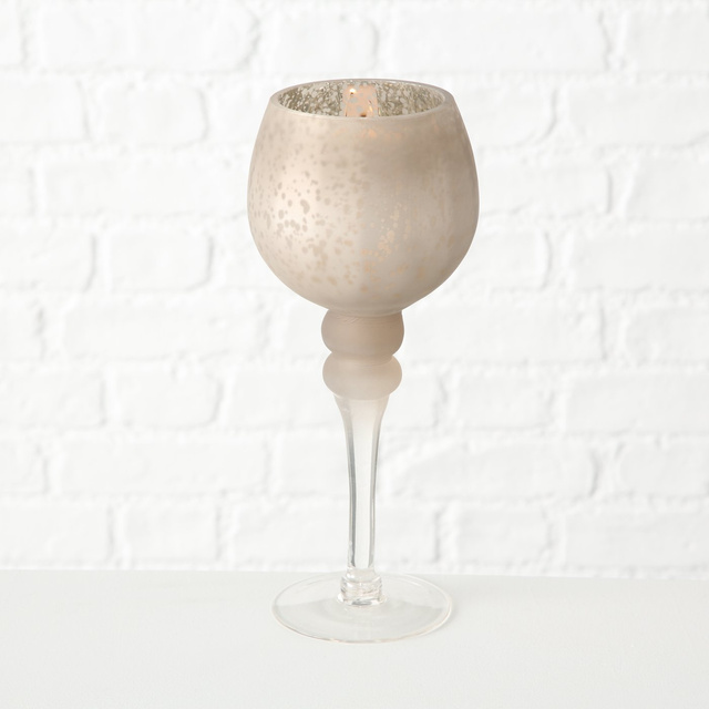 Set 3 sfeșnice din sticlă, pahare înalte, șampanie