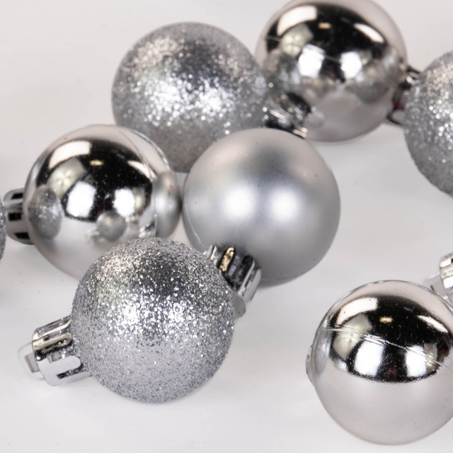 Globuri de Crăciun din plastic, diverse modele, Ø 3 cm, 18 buc.