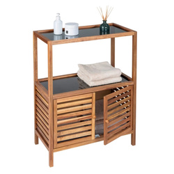 Etajeră de baie cu dulap din lemn de salcâm FONDI, înălțime 86 cm