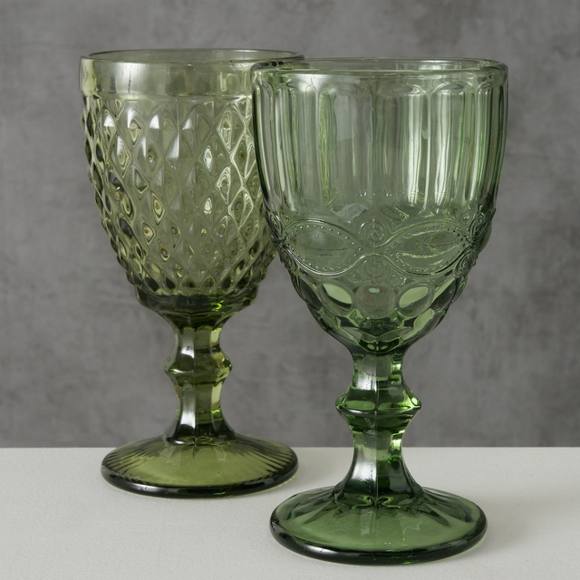 Potir cu decor, verde, AURORA, 300 ml