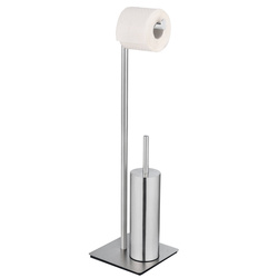 Perie WC cu suport hartie igienica RECCO, 2 în 1, Argintiu, 71,5x20 cm, WENKO